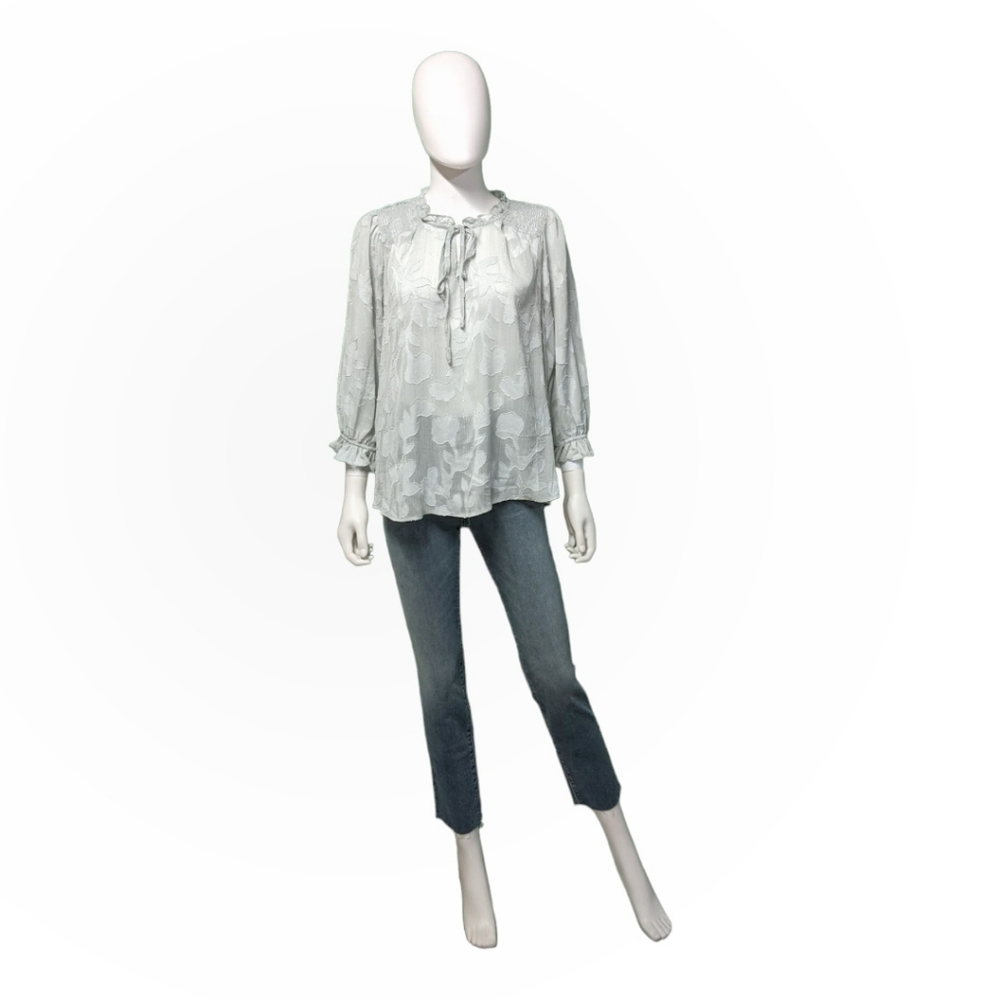 By The River Sage Floral Sheer Top, Small